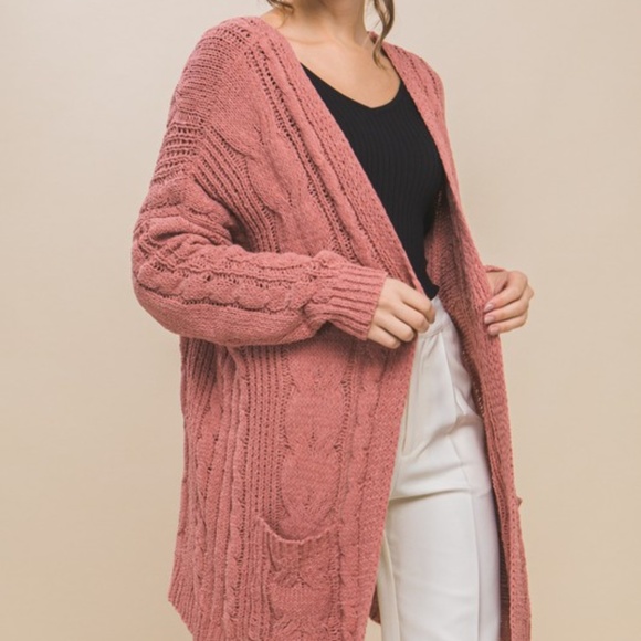 Cozy Chenille Pockets Open Front Loose Fit Cardigan - Picture 4 of 12